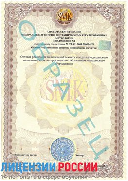 Образец сертификата соответствия (приложение) Пущино Сертификат ISO 13485